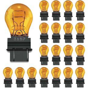 3157A(amber) Bulbs 20 Pack,12V 3047 3057 3157LL 3157K 3457 3757 4057 4157 Miniature Bulb Mini Bulb,Brake Light Turn Signal Side Marker Tail Light Bulb Replacement