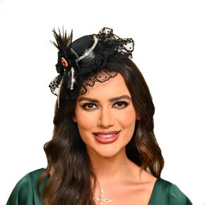Fancy Hair Fascinator Bow Fascinators Hat Lace Headband Hat Women's Kentucky Derby Hat Tea Party Pillbox Hat