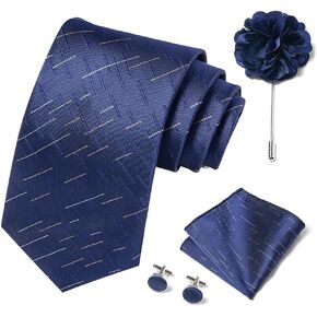 joy alice Ties Set Men Mixed Color Necktie Handkerchief Cufflinks Brooch 3.15 Formal