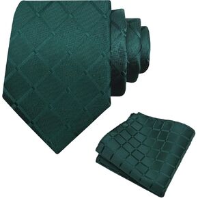Ties for Men Plaid Tie and Pocket Square Combo, Men's Neck Ties & Handkerchief Sets for Suit Wedding Business Party