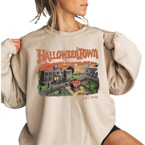 Vintage Halloweentown Crewneck Sweatshirt, Halloween Town Est. 1998 Retro Sweater Sand Color