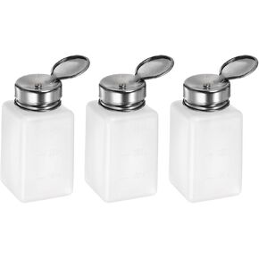 HARFINGTON 3pcs Solvent Alcohol Dispensers 200ml(6.8oz) Push Down Liquid Dispenser Pump Bottle with Sealing Stainless Steel Lid for Acetone Cleanser Polish Remover, Green