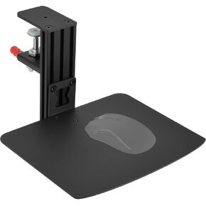 Metal Clamp-on Adjustable Computer Mouse Pad and Device Holder for Desks, Metal Computer Mouse Desk Mount Pad, 10.63" x 8.66" Ergonomic Desk Extender Tray, Fits up to 4 Inch Desktops, Black