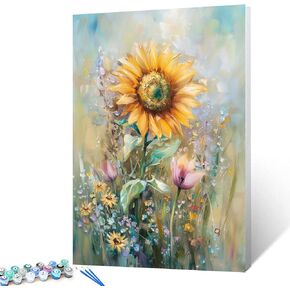 Tucocoo Red Poppies Paint by Number for Adults, Easy DIY Oil Painting Kits on Canvas with Brushes and Acrylic Pigment, Spring Flowers Blooming Natural Picture for Home Decor 16x20 inch (Frameless)