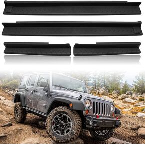 KEWISAUTO Door Sill Guards Protectors for Jeep Wrangler JK Unlimited JKU 2007-2018, Front Rear Door Entry Guards Protectors Scuff Plate Kit for Jeep Wrangler JK 2007-2018 Accessories (4PCS)