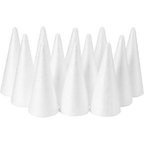 YURN Craft 12 Pack Foam Cones for Crafts, Foam Trees Cones, 2.44×5.86 in Cones Shaped Foam for Christmas Decorations, Gnomes, and DIY Art Projects.