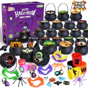 240 PCS Halloween Party Favors 30 Pack Prefilled Small Plastic Witch Cauldron Halloween Toys in Bulk Halloween Prizes Gifts Miniatures for Kids Trick or Treat