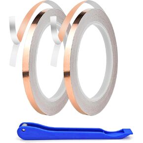1/4 Inch Silver Backed Copper Foil for Stained Glass, 1.5 Mil Thick, 36 Yards 2 Rolls, with Copper Foil Hand Foiler