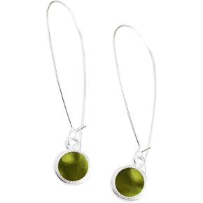 Recycled Vintage Olive Green Wine Bottle Long Drop Charm Earrings