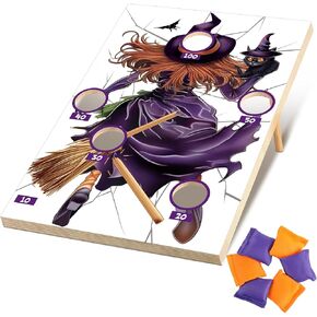 Hiboom Large Halloween Bean Bag Toss Game (Includes 6 Bags, Purple Orange) Halloween Party Favor for Adults, Beach Yard Outdoor Activities, Family Party Supplies, Home Backyard Game(Ghost)