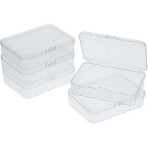 5 Pcs Mini Plastic Storage Containers Box with Lid, Small Storage Containers Travel Case 4x3x1 Inches Clear Rectangle Box Organizer for Collecting Small Items, Beads, Jewelry, Cards, Crafts