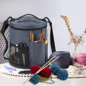 Expandable Crochet Bag-Knitting Bag Yarn Storage Organizer - Yarn Bag and Crochet Tote, Yarn Holder for Crocheting, Crochet Accessories, Suppliers, Needles with Zipper Closure-Ideal Gift