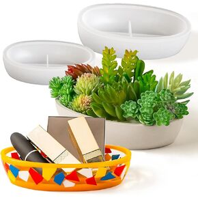 Resin Molds Silicone 2 Pack Boat Shape Storage Tray Epoxy Resin Mold for DIY Candle Vessel Plaster Cement Mould Handmade Flowerpot Jewelry Candy Container Box Concrete Casting Craft Moulds Home Decor