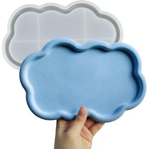 Wehous Cloud Shape Tray Silicone Mold Storage Tray Container Mold for Resin Concrete Jewelry Trinket Plate Dish Vanity Candle Holder Mold for Epoxy Resin Casting Creative Art Craft Home Decor