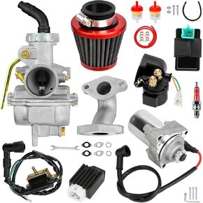 PZ20 Carburetor Ignition Coil Starter Motor Relay Voltage Regulator CDI Box Kit Compatible with Tao tao Coolster 125cc 110cc Kazuma Baja 50cc Chinese ATV Quad 4 Wheeler Go Kart Dirt Bike Parts