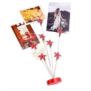 8-Branch Family Tree Picture Frame Holder, Card Photo Clips Holder Desk Stand for Memo Paper Note Photo Christmas Wedding Card Display (Red Heart)