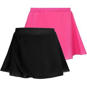 Toddler Girls Ballet Skirts Size 3t 4t 2 Pack Black Dance Dresses Rose Chiffon Wrap Elastic Waistband Dancewear for Dance Lovers