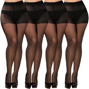 Buauty 4 Pack 20D Sheer Black Tights for Women,Breathable Pantyhose for Women, women's stockings with Reinforced Toe