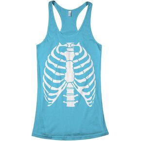 Threadrock Women's Skeleton Rib Cage Halloween Costume Racerback Tank Top