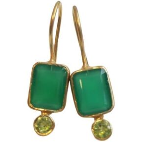 Smoky Quartz and London Blue Topaz Gold Plated Sterling Silver Drop Earrings - Handmade Gemstone Jewellery Gift Ideas for Women in Saudi Arabia