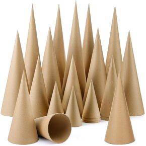 Ceenna 24 Pcs Paper Mache Cones Open Bottom Cardboard Craft Cones for Christmas Tree DIY Gnomes Ornament Multiple Sizes Cone Tree Decorations DIY Art Crafts 17.7x6, 13.8x5, 9.8x3.9, 5.9x2.75 Inch