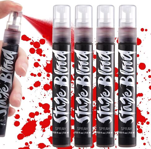 Spooktacular Creations 4PCS Fake Blood Spray, Halloween Blood Splatter, Vampire Blood Face Paint, Washable Fake Blood for Clothes, Zombie, SFX Cosplay Halloween makeup in Saudi Arabia