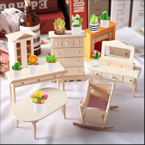 10 Pcs Miniature Dollhouse Plants Flowers with White Plant Stand, Mini Resin Plants Miniature Bonsai Plant Mini Potted Plants Artificial Tiny Greenery Ornament for Dollhouse Decorations in Saudi Arabia