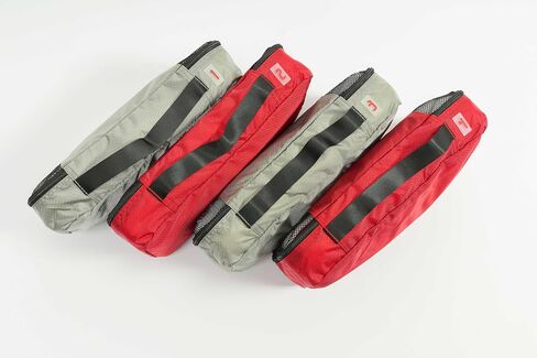 Medium Packing Cubes for Travel - 4 Piece Luggage Organizer Cubes for Carry On Luggage Backpack and Carry On Suitcase with Unique Number and Color Coded System - Dual Zippers, Top Handle, Red and Grey in Saudi Arabia