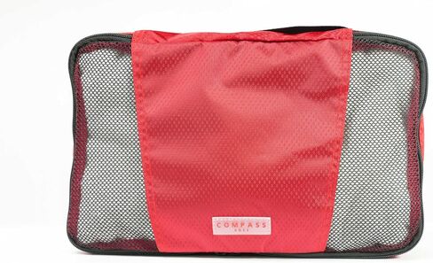 Medium Packing Cubes for Travel - 4 Piece Luggage Organizer Cubes for Carry On Luggage Backpack and Carry On Suitcase with Unique Number and Color Coded System - Dual Zippers, Top Handle, Red and Grey in Saudi Arabia