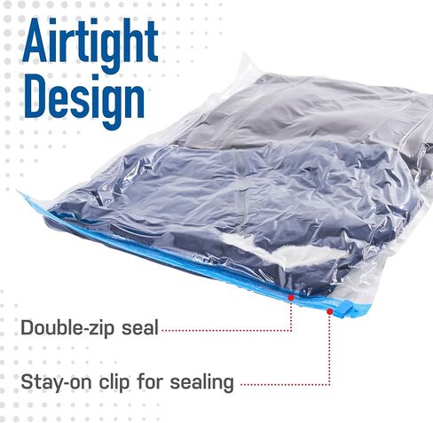 Spacesaver Premium Travel Roll-Up Storage Bags with Double-Zip Seal and Triple-Seal Turbo Valve, Get 80% More Storage - Space Saver Bags for Travel - Compression Bags for Travel (Travel 8 Pack) in Saudi Arabia