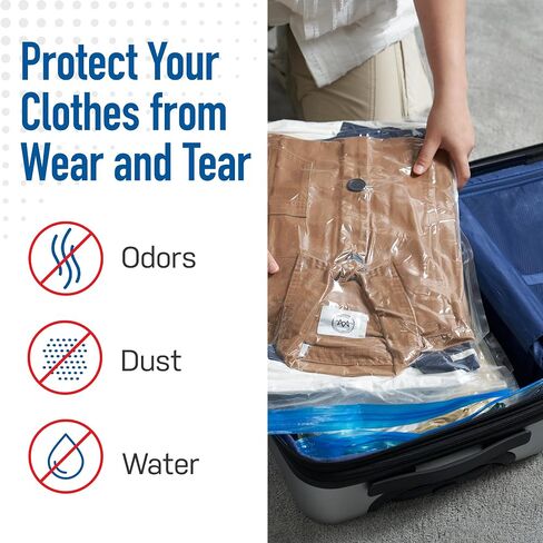 Spacesaver Premium Travel Roll-Up Storage Bags with Double-Zip Seal and Triple-Seal Turbo Valve, Get 80% More Storage - Space Saver Bags for Travel - Compression Bags for Travel (Travel 8 Pack) in Saudi Arabia
