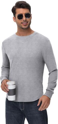 Riyiper 3 Pack Men's Long Sleeve T Shirts, Crew Neck Casual Tops Hipster Longline Shirts Moisture Wicking Athletic Gym Tee in Saudi Arabia