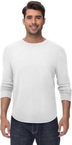 Riyiper 3 Pack Men's Long Sleeve T Shirts, Crew Neck Casual Tops Hipster Longline Shirts Moisture Wicking Athletic Gym Tee in Saudi Arabia