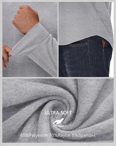 Riyiper 3 Pack Men's Long Sleeve T Shirts, Crew Neck Casual Tops Hipster Longline Shirts Moisture Wicking Athletic Gym Tee in Saudi Arabia