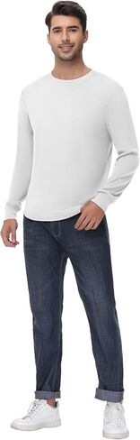 Riyiper 3 Pack Men's Long Sleeve T Shirts, Crew Neck Casual Tops Hipster Longline Shirts Moisture Wicking Athletic Gym Tee in Saudi Arabia