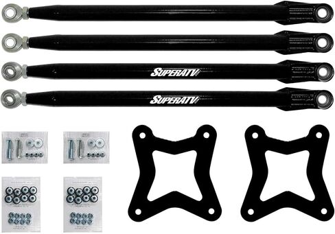 SuperATV Heavy Duty Round Tubed Rear Radius Arms/Rods for 2014+ Polaris RZR XP 1000 / XP 4 1000 - Black | Will Not Fit With Polaris Rear Bumpers in Saudi Arabia