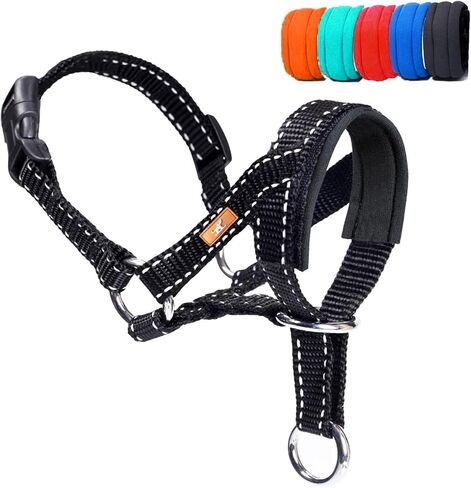 Dog Head Collar with Reflective Fabric, Adjustable Dog Head Harness to Prevent Pulling for Small Medium and Large Dogs(L, Red) in Saudi Arabia