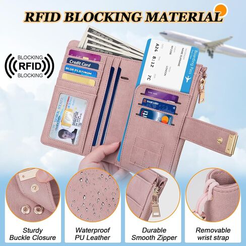 HUANLANG Passport Holder with Airtag for Women/Men, Airtag Passport Wallet for Travel Leather Passport Holder RFID Blocking,Travel Passport Walelt with Credit Card Holder in Saudi Arabia
