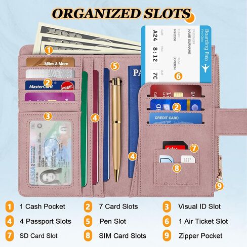 HUANLANG Passport Holder with Airtag for Women/Men, Airtag Passport Wallet for Travel Leather Passport Holder RFID Blocking,Travel Passport Walelt with Credit Card Holder in Saudi Arabia