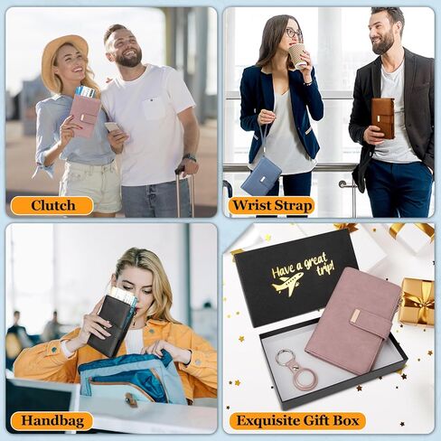 HUANLANG Passport Holder with Airtag for Women/Men, Airtag Passport Wallet for Travel Leather Passport Holder RFID Blocking,Travel Passport Walelt with Credit Card Holder in Saudi Arabia