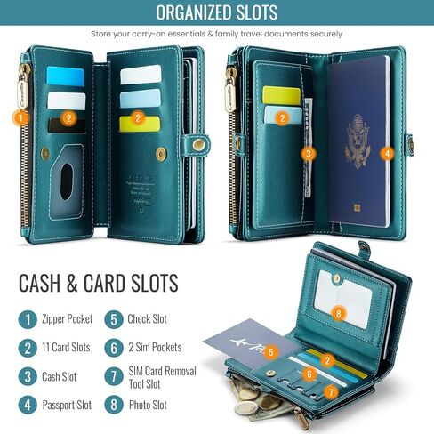 ASAPDOS Passport Holder for Travel, Passport Case Wallet with Strap Wristlet and Zipper Wallet for Men Women Blue in Kuwait