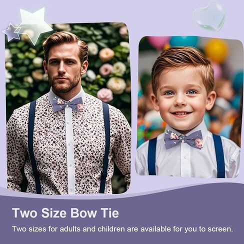 Cotton Bow Tie for Baby Boys, Floral Printed Adjustable Pre Tied Bowties for Mens Wedding Party in Kuwait