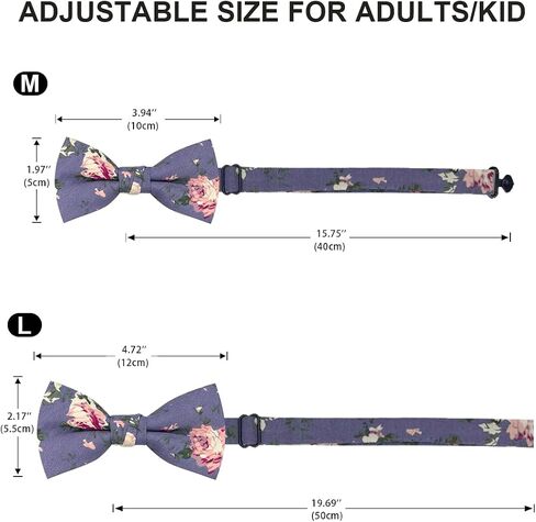 Cotton Bow Tie for Baby Boys, Floral Printed Adjustable Pre Tied Bowties for Mens Wedding Party in Kuwait