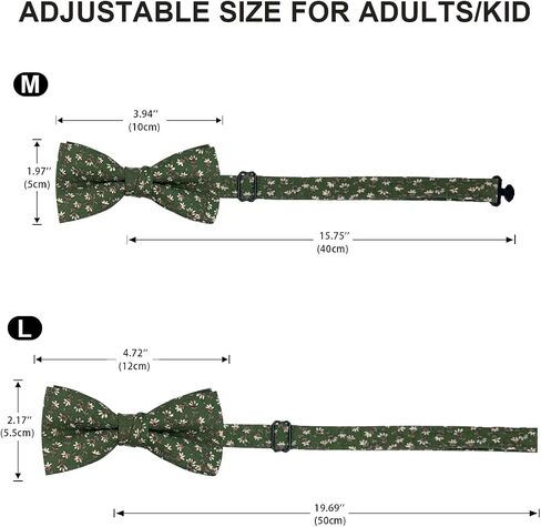 Cotton Bow Tie for Baby Boys, Floral Printed Adjustable Pre Tied Bowties for Mens Wedding Party in Kuwait