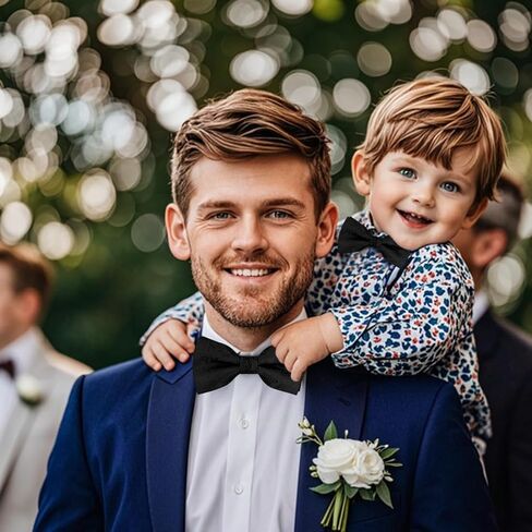 ربطات عنق بيزلي للرجال والأطفال، ربطات عنق كلاسيكية مربوطة مسبقًا قابلة للتعديل لحفلات الزفاف للرجال in Kuwait