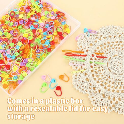 300 Pcs Colorful Knitting Markers Stitch Markers with 6 PCS Sewing Needles Knitting Crochet Locking Crochet Supplies Plastic Knitting Kit Crochet Accessories Stitch Needle Clip with Storage Case in Saudi Arabia