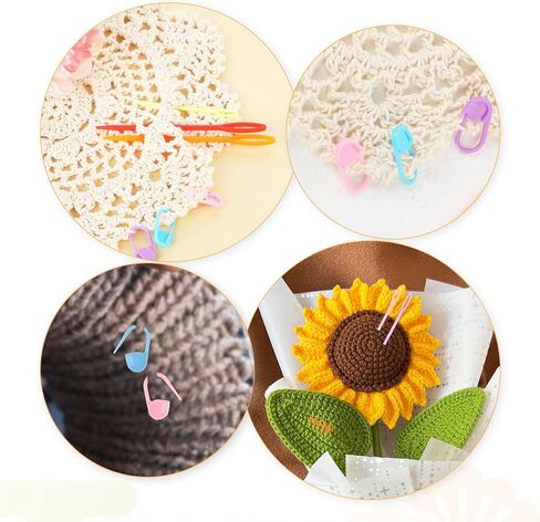 300 Pcs Colorful Knitting Markers Stitch Markers with 6 PCS Sewing Needles Knitting Crochet Locking Crochet Supplies Plastic Knitting Kit Crochet Accessories Stitch Needle Clip with Storage Case in Saudi Arabia