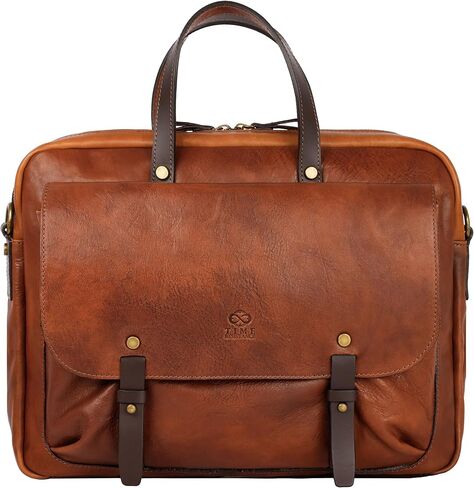 Time Resistance Leather Briefcase - Full Grain Leather Laptop Bag - Computer Bag - Business Bag in Saudi Arabia