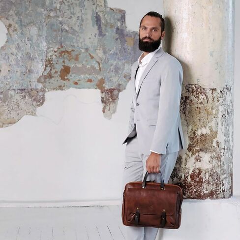 Time Resistance Leather Briefcase - Full Grain Leather Laptop Bag - Computer Bag - Business Bag in Saudi Arabia