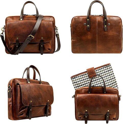 Time Resistance Leather Briefcase - Full Grain Leather Laptop Bag - Computer Bag - Business Bag in Saudi Arabia